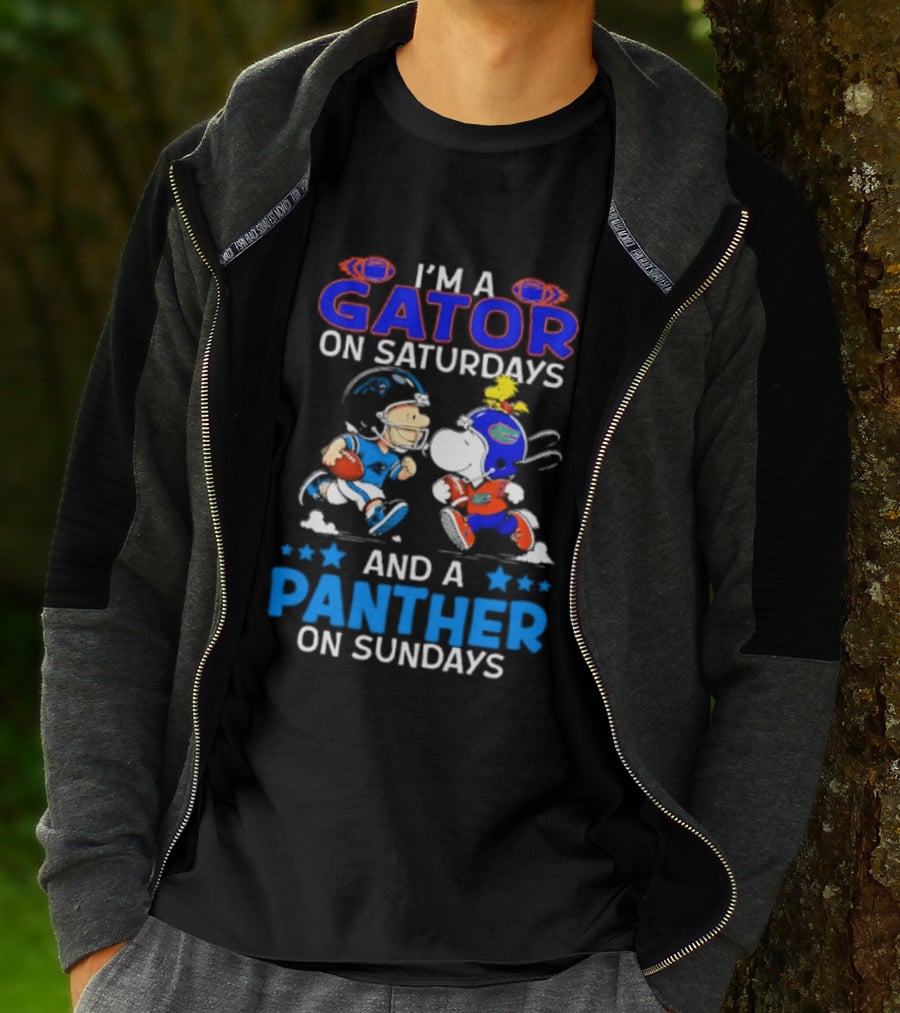 Peanuts I'm A Gator On Saturdays And A Panther On Sundays Football T-Shirt