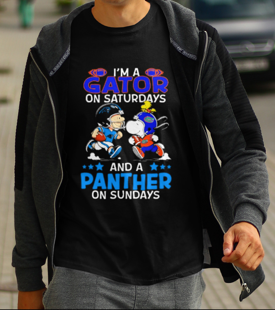 Peanuts I'm A Gator On Saturdays And A Panther On Sundays Football T-Shirt