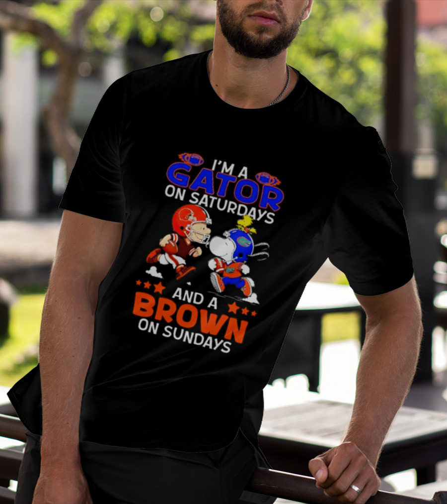 Gator On Saturdays Brown On Sundays Peanuts Football Fan T-Shirt