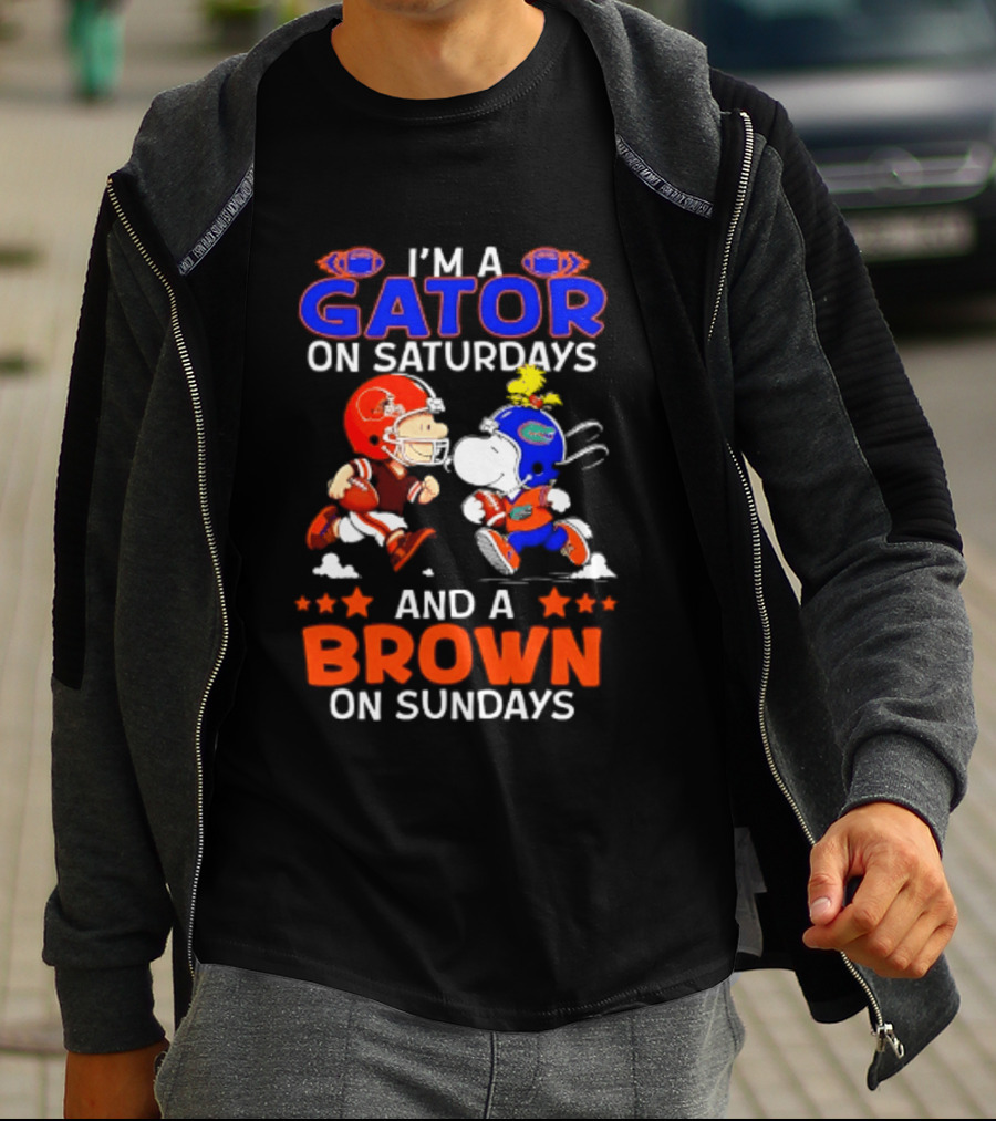 Gator On Saturdays Brown On Sundays Peanuts Football Fan T-Shirt