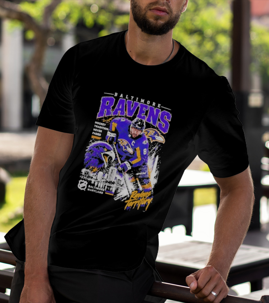 Baltimore Ravens Territory Tradition Never Fades Skyline Maryland Hockey T-Shirt