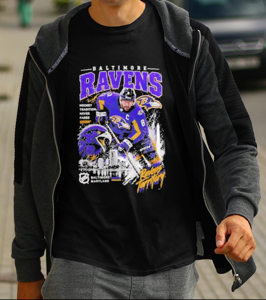 Baltimore Ravens Territory Tradition Never Fades Skyline Maryland Hockey T-Shirt