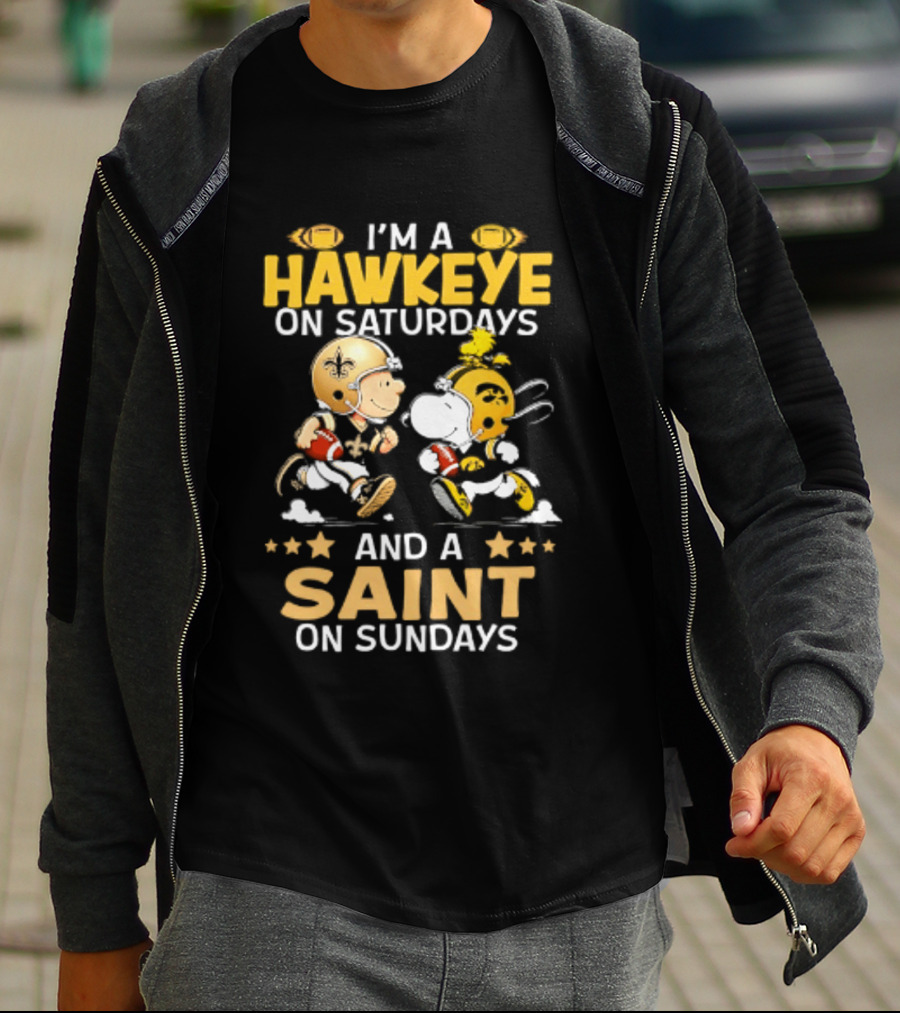 Peanuts I'm A Hawkeye On Saturdays And A Saint On Sundays T-Shirt