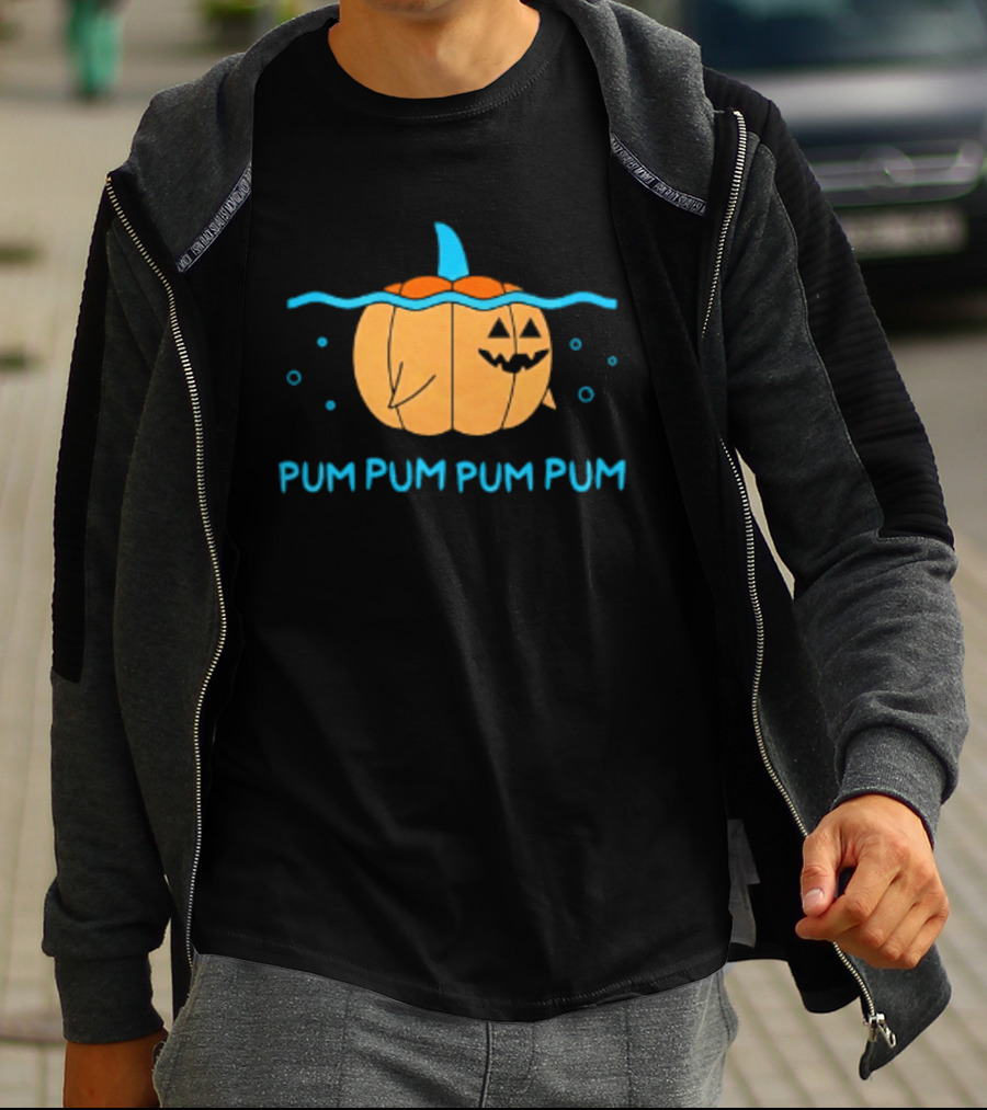 Pum Pum Pum Pum Pumpkin Shark Halloween Fun T-Shirt