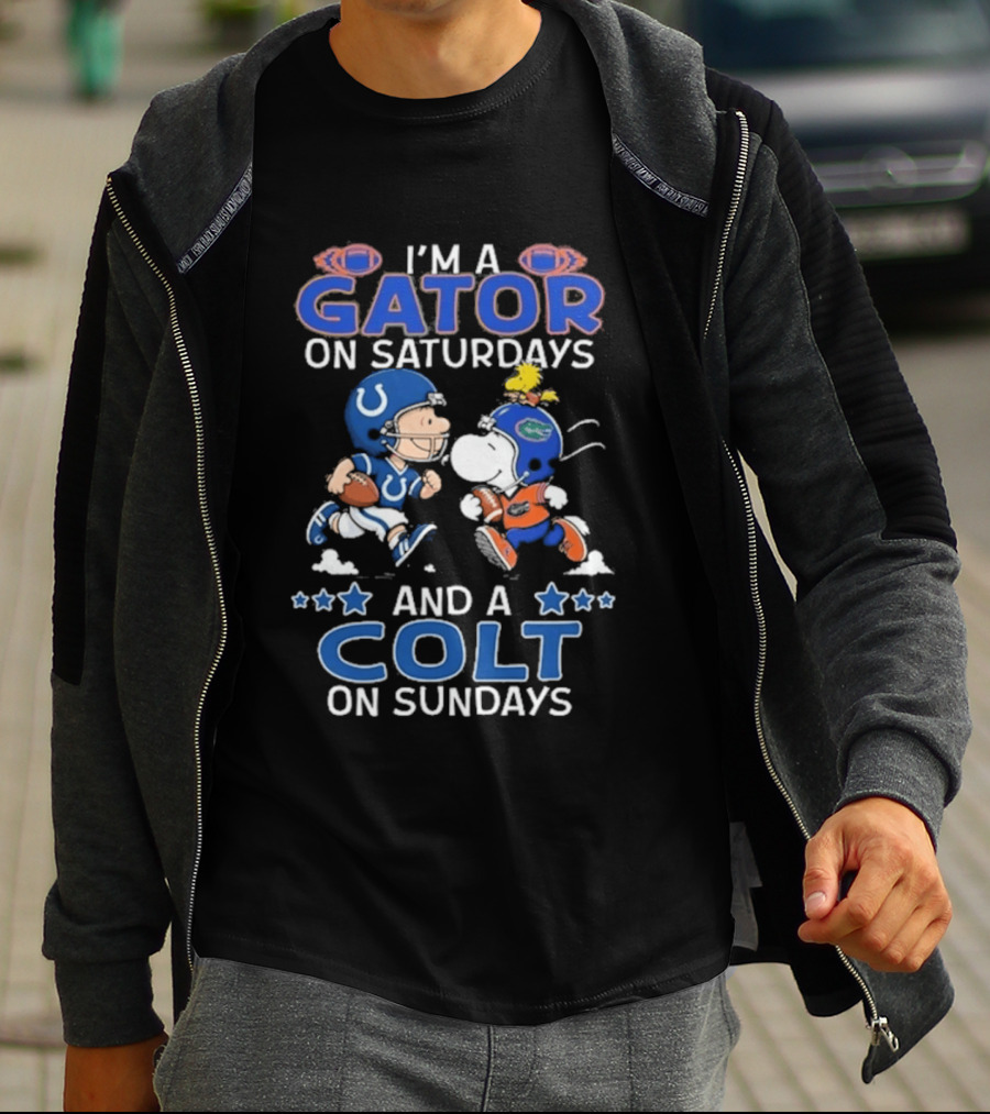 Charlie Brown Snoopy Gator Saturdays Colt Sundays Football Fans T-Shirt