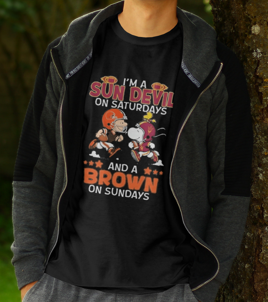 Charlie Brown Snoopy Sun Devil Saturdays Brown Sundays Football T-Shirt
