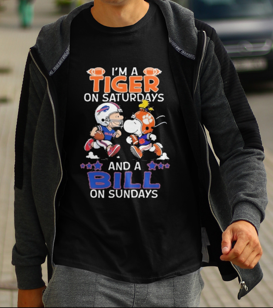 Charlie Brown Snoopy Tiger Saturdays Bill Sundays T-Shirt