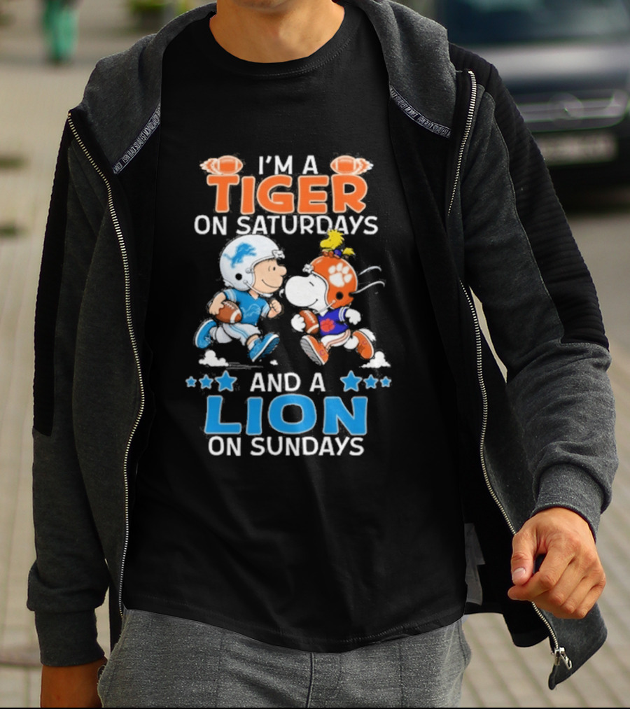 I'm A Tiger On Saturdays And A Lion On Sundays Featuring Snoopy And Charlie Brown Football T-Shirt