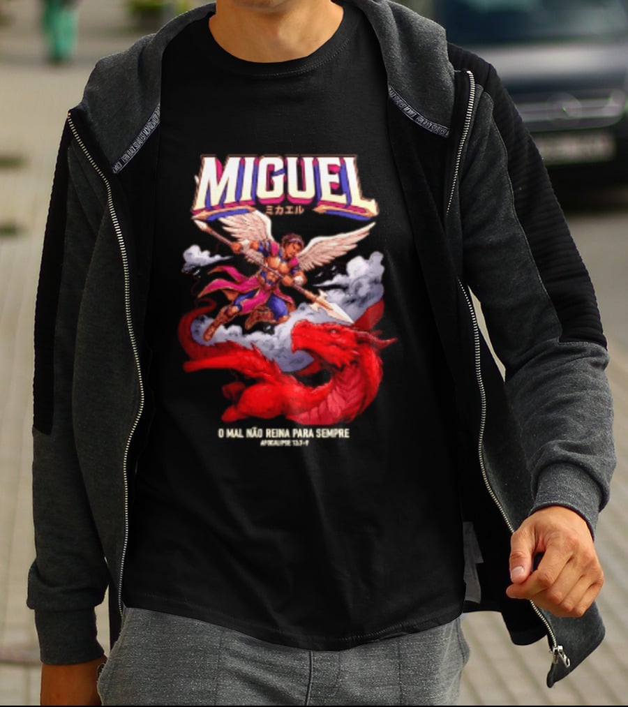 Miguel Angel Vs Dragon Apocalipse 12 7 9 O Mal Nao Reina Para Sempre T-Shirt