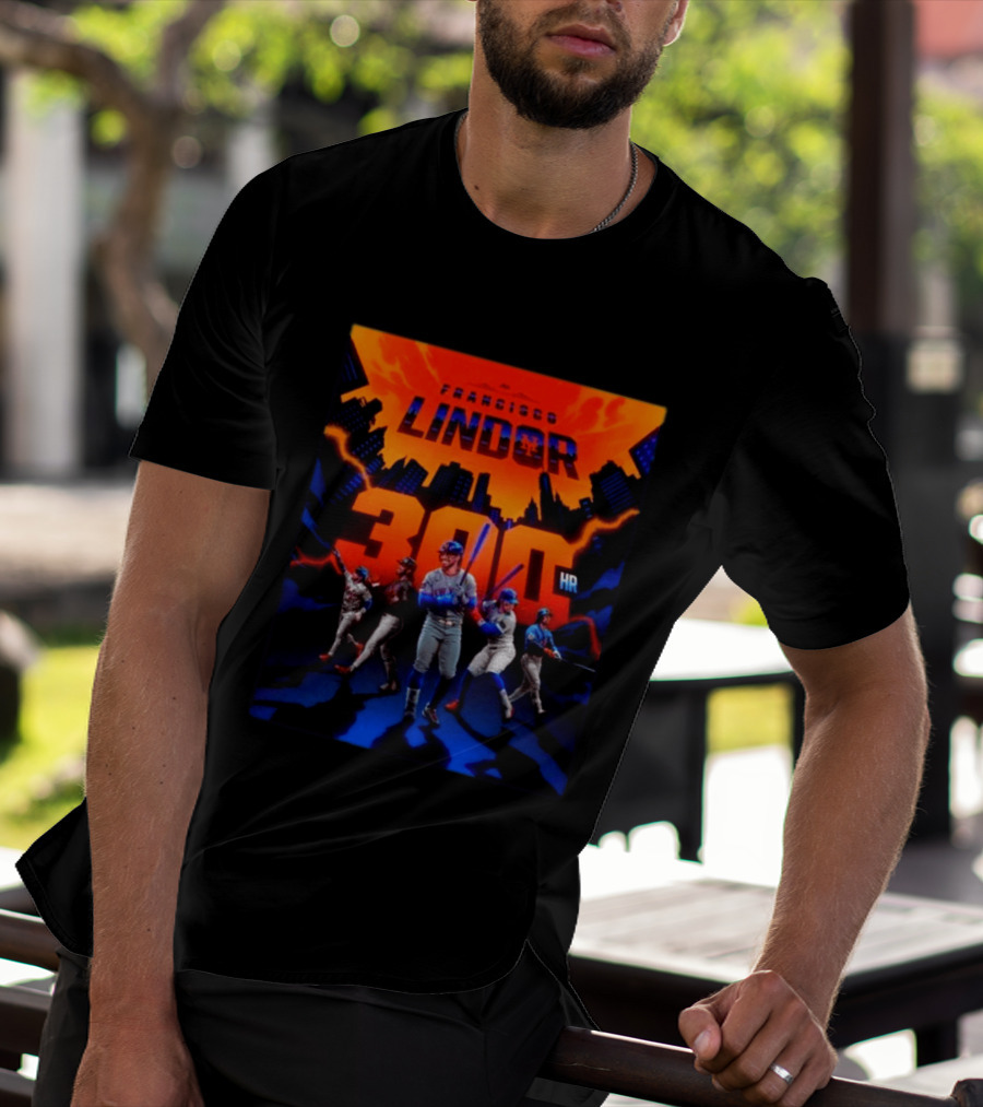 Francisco Lindor 300 HR Achievement Mets Skyline Celebration T-Shirt