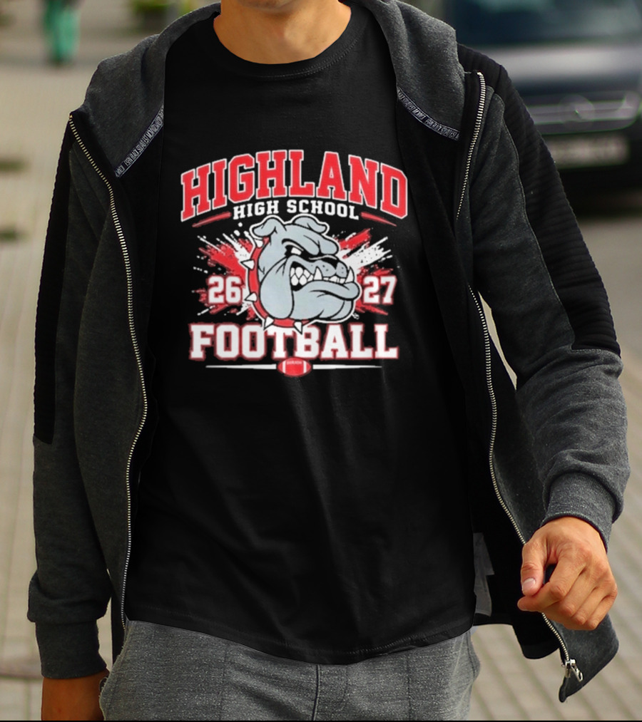 Bulldog Highland High School Football 26 27 T-Shirt
