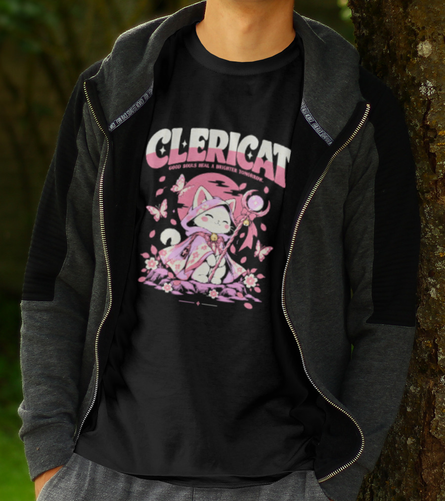 Clericat Good Souls Heal A Brighter Tomorrow Butterfly Blossoms T-Shirt