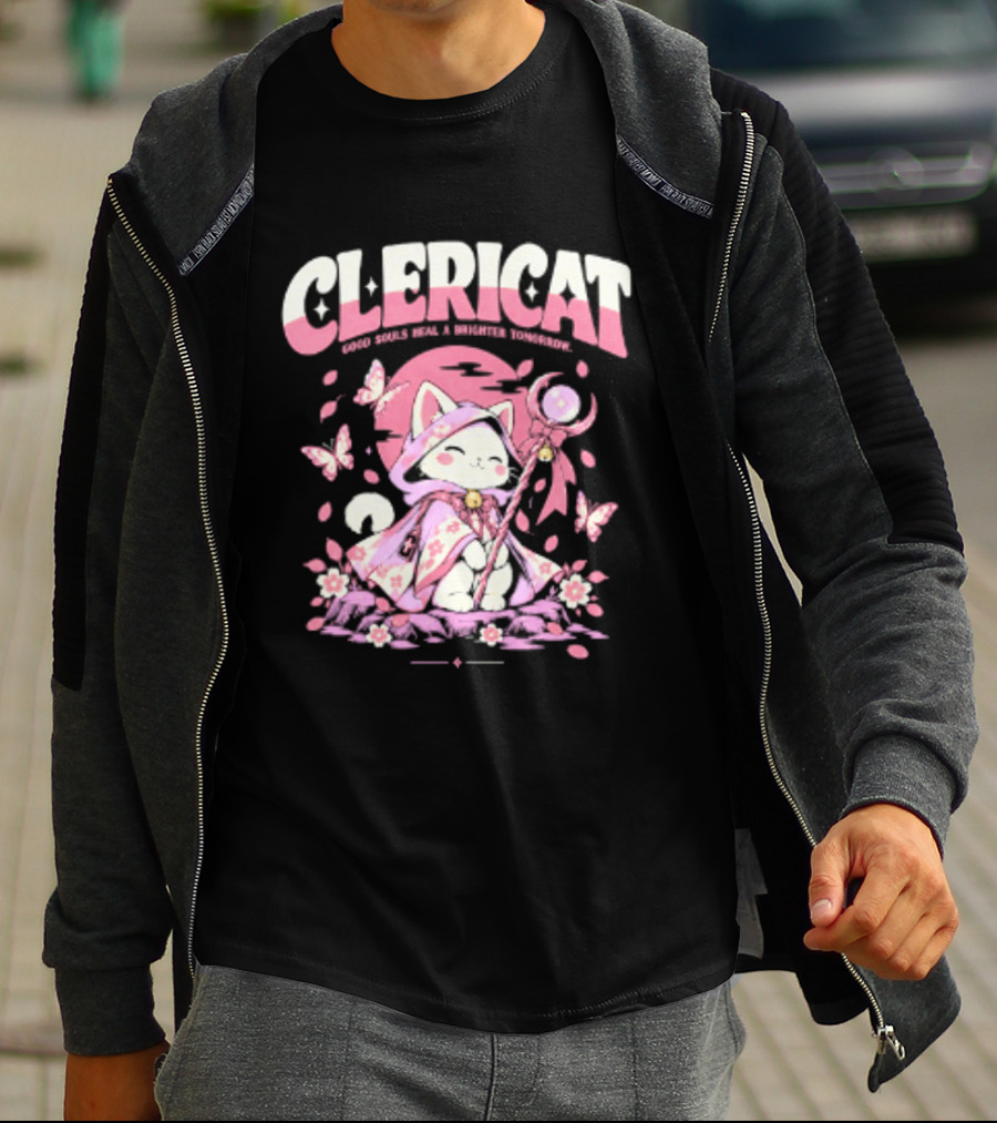 Clericat Good Souls Heal A Brighter Tomorrow Butterfly Blossoms T-Shirt