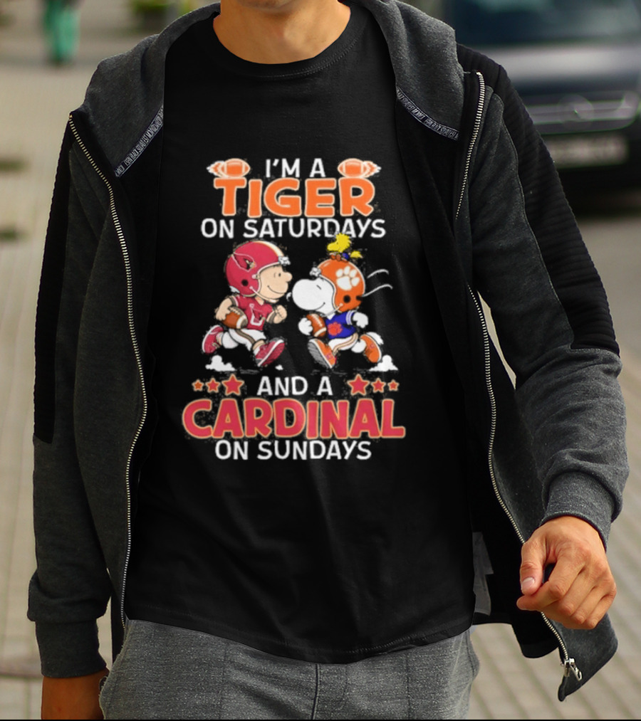 I'm A Tiger On Saturdays And A Cardinal On Sundays Charlie Brown Snoopy T-Shirt