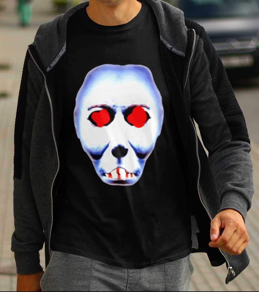 Creepy Alien Face With Red Eyes And Bread Teeth Surrealistic T-Shirt