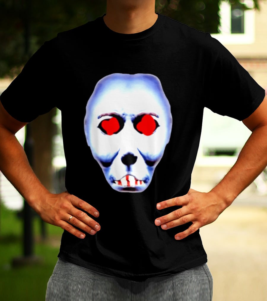 Creepy Alien Face With Red Eyes And Bread Teeth Surrealistic T-Shirt