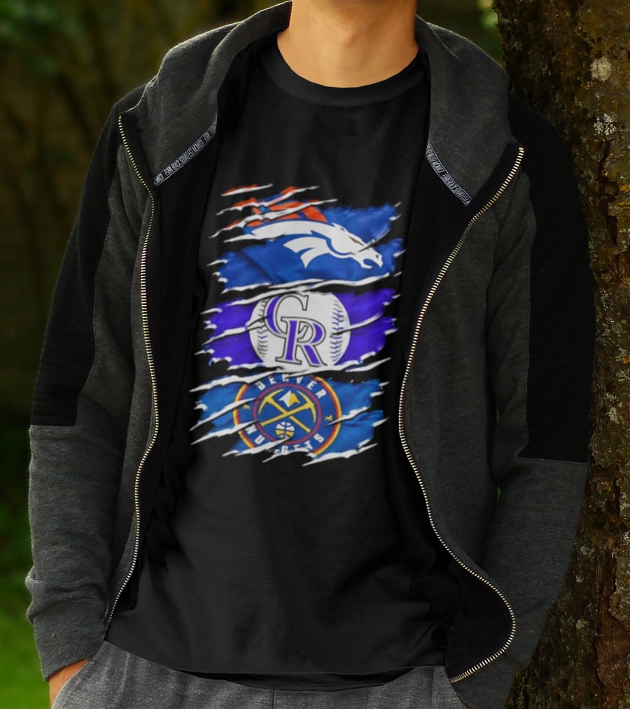 Denver Broncos Colorado Rockies Denver Nuggets Mashup Sports Fan T-Shirt