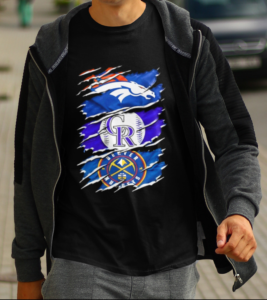 Denver Broncos Colorado Rockies Denver Nuggets Mashup Sports Fan T-Shirt