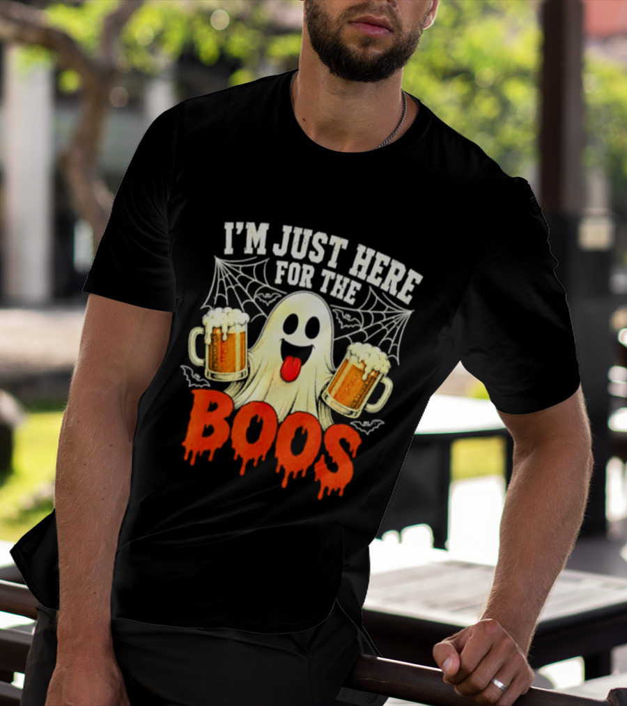 I'm Just Here For The Boos Ghost With Beer S Halloween T-Shirt