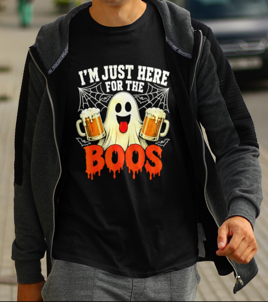 I'm Just Here For The Boos Ghost With Beer S Halloween T-Shirt