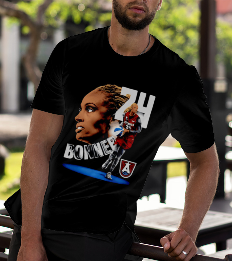 Dewanna Bonner 24 Atlanta Dream WNBA Basketball Player Portrait And Action T-Shirt