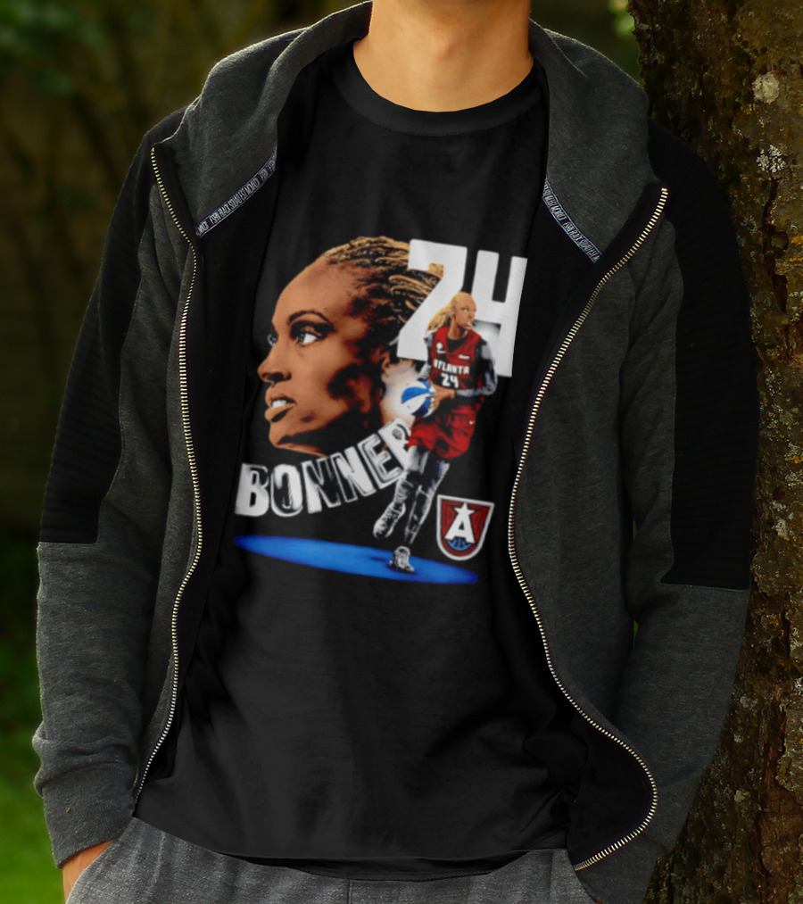 Dewanna Bonner 24 Atlanta Dream WNBA Basketball Player Portrait And Action T-Shirt