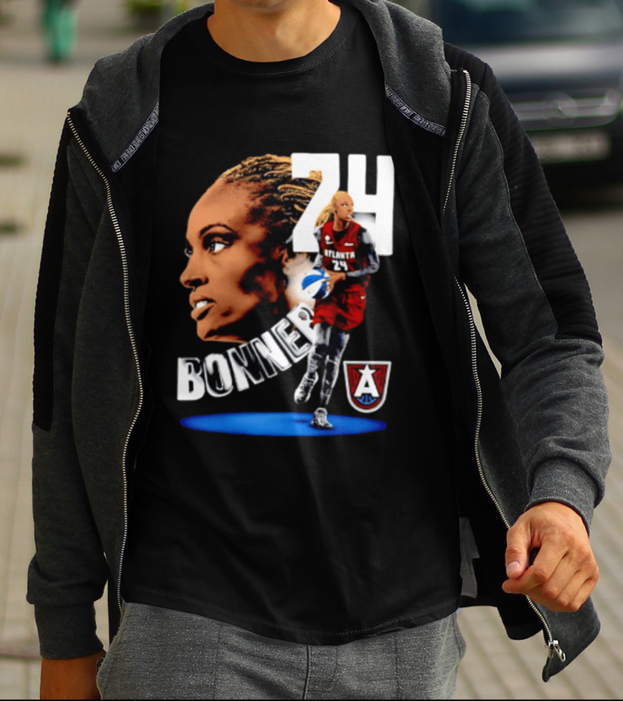 Dewanna Bonner 24 Atlanta Dream WNBA Basketball Player Portrait And Action T-Shirt