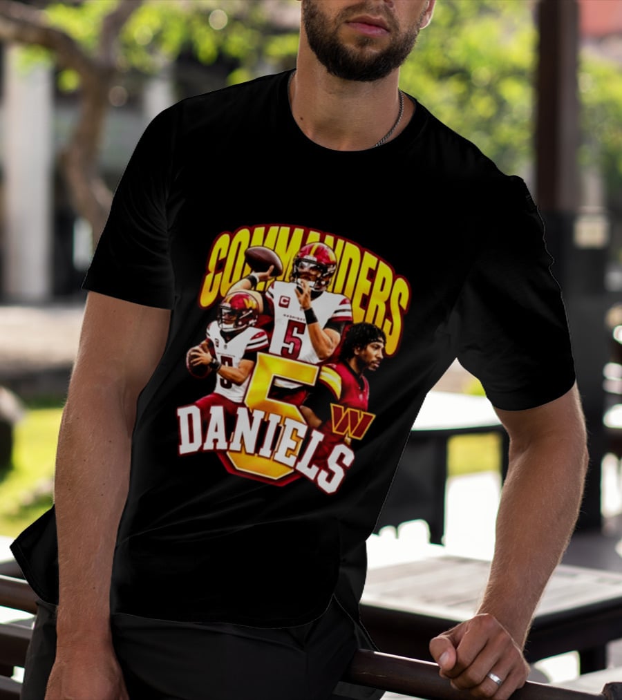 Commander Football Number 5 Jayden Daniels W T-Shirt