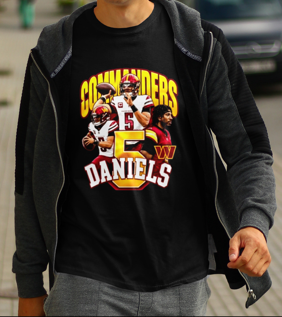 Commander Football Number 5 Jayden Daniels W T-Shirt