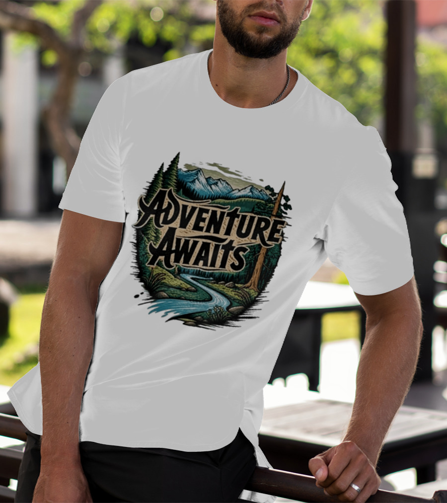 Adventure Awaits Scenic Nature Camping Family Summer Wanderlust Vacation T-Shirt