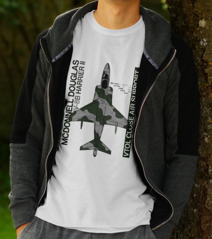 McDonnell Douglas AV 8B Harrier II VTOL Close Air Support T-Shirt