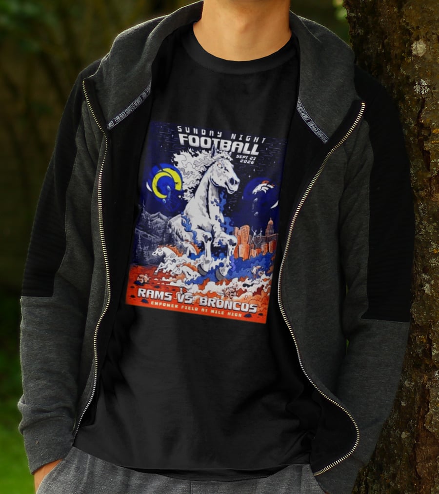 Sunday Night Football Rams Vs Broncos September 27 2026 Empower Field Mile High T-Shirt