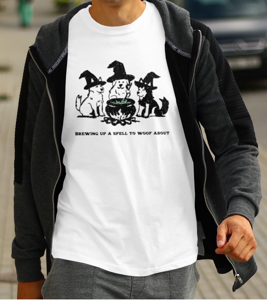 Brewing Up A Spell To Woof About Dog Witch Cauldron Trio T-Shirt