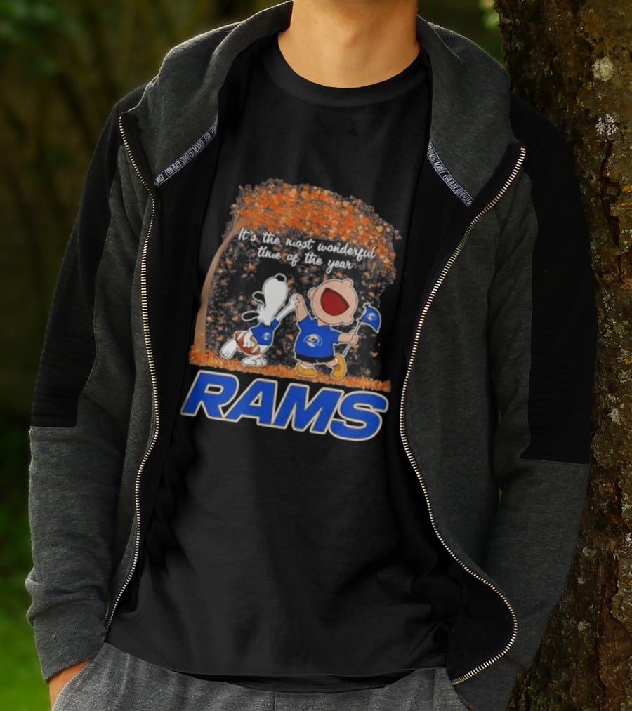 Los Angeles Rams Snoopy Charlie Brown It's The Most Wonderful Time Of The Year 2026 T-Shirt