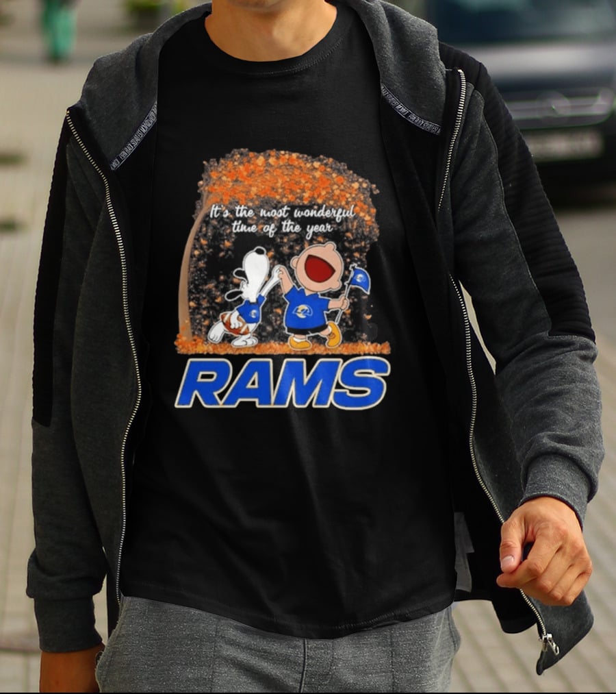 Los Angeles Rams Snoopy Charlie Brown It's The Most Wonderful Time Of The Year 2026 T-Shirt