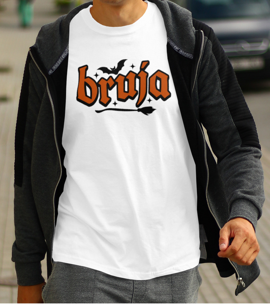 Bruja Badass Mexicans Halloween Witch Bat Broomstick Magic T-Shirt