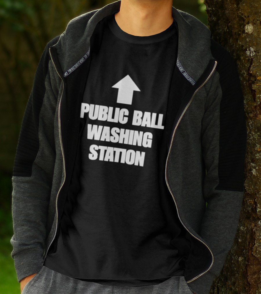 Public Ball Washing Station Funny Arrow Up T-Shirt