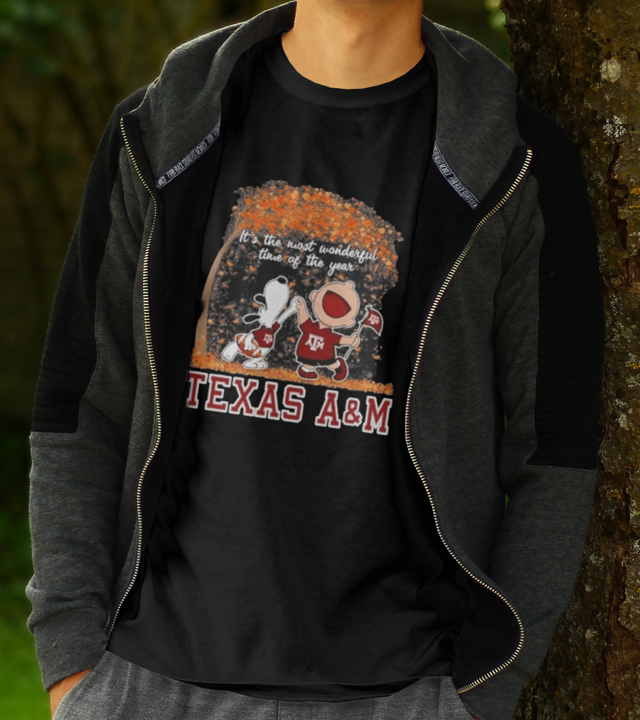 Texas A&M Aggies Snoopy Charlie Brown It's The Most Wonderful Time Of The Year T-Shirt