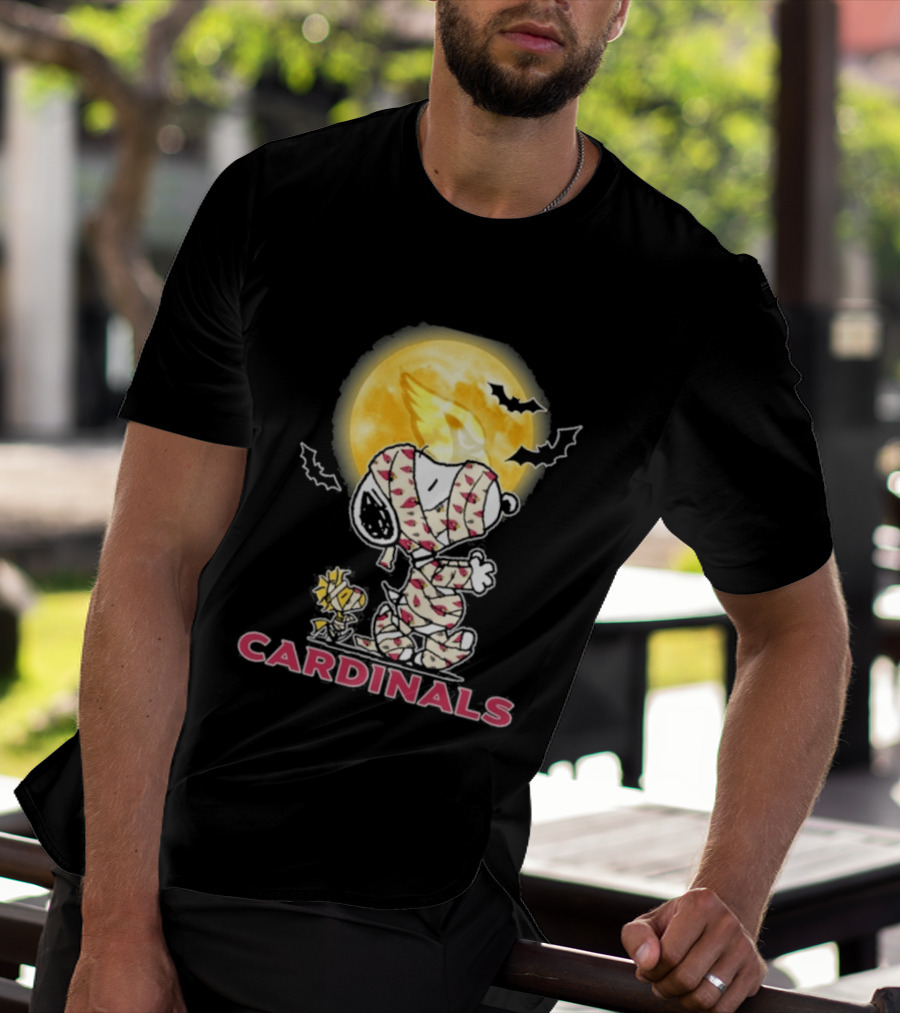 Arizona Cardinals Snoopy Woodstock Halloween Holiday 2026 Moon Bats T-Shirt
