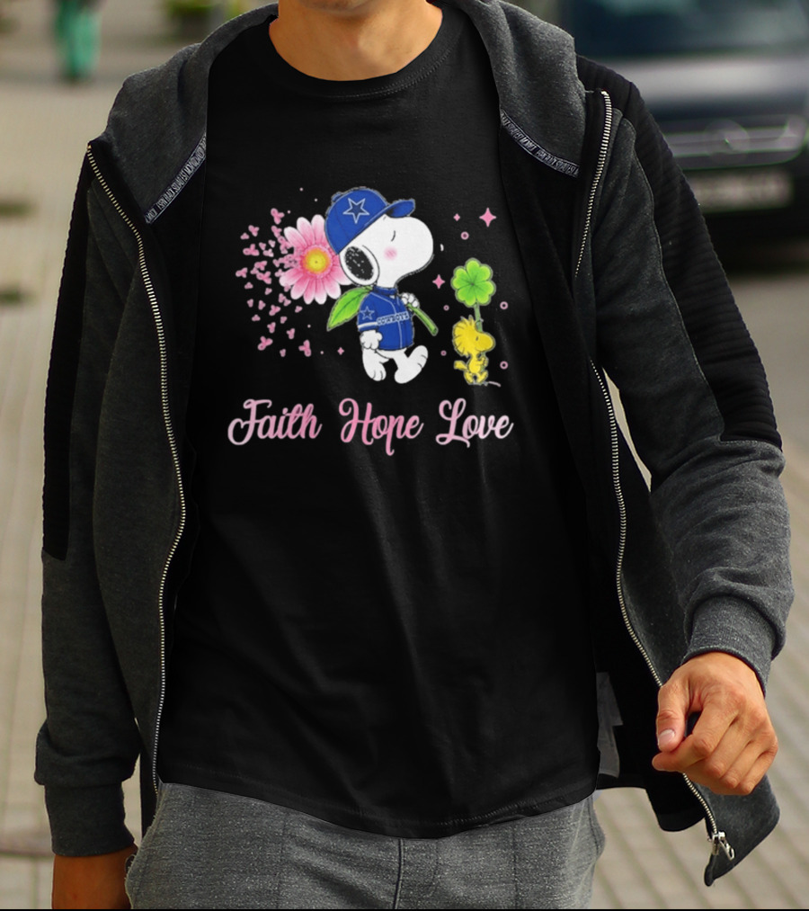 Dallas Cowboys Snoopy 2026 Breast Cancer Awareness Faith Hope Love T-Shirt