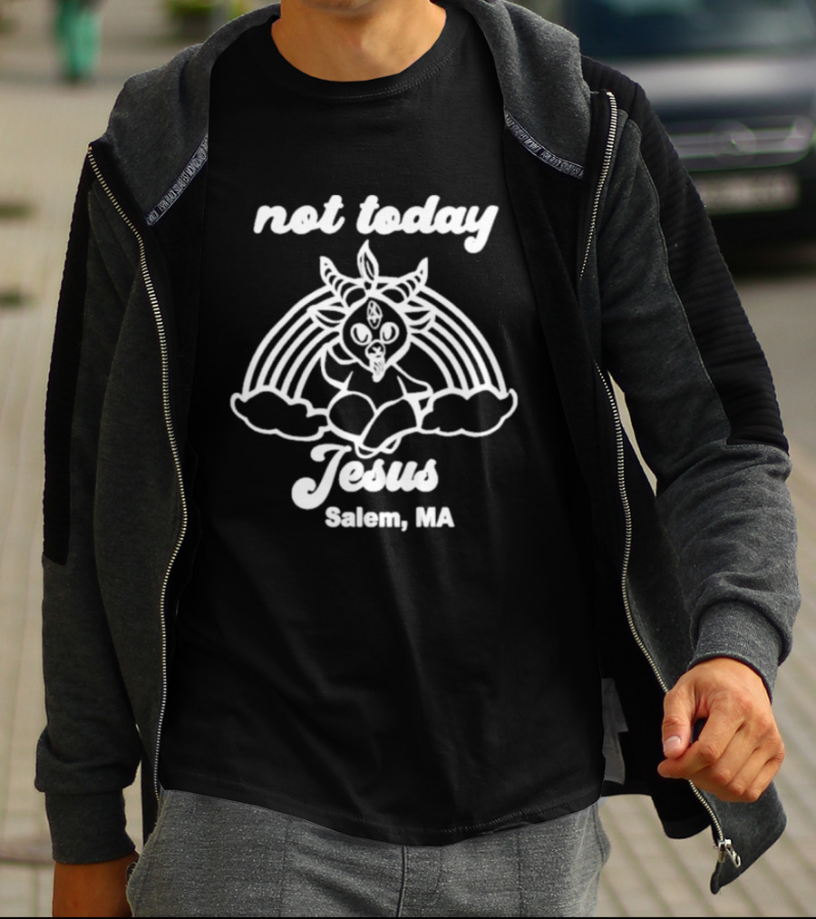 Not Today Jesus Goat Rainbow Salem MA T-Shirt