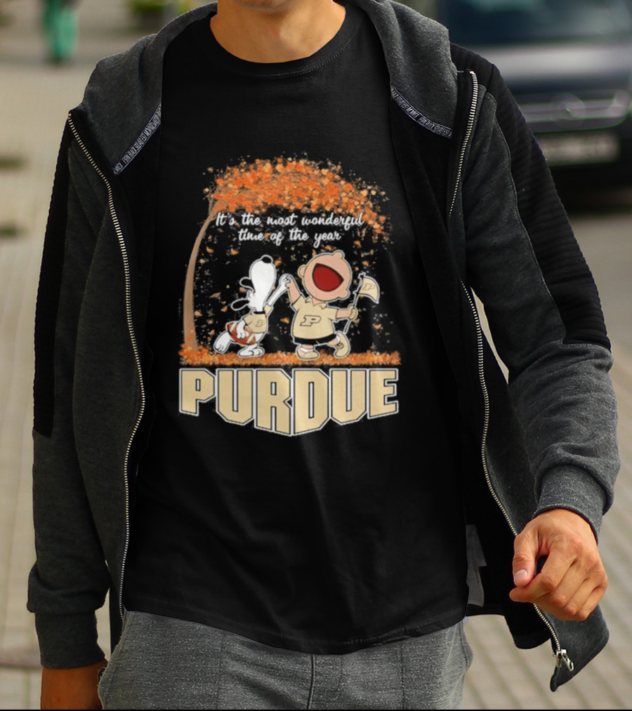 Purdue Boilermakers Snoopy Charlie Brown 2026 Most Wonderful Time Of The Year T-Shirt