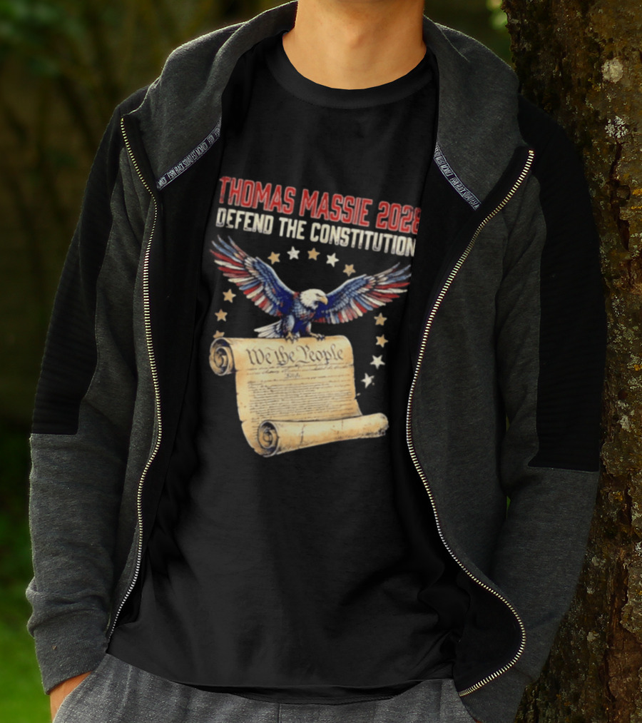 Thomas Massie 2028 Defend The Constitution We The People Bald Eagle Stars Patriotic Election Movement T-Shirt