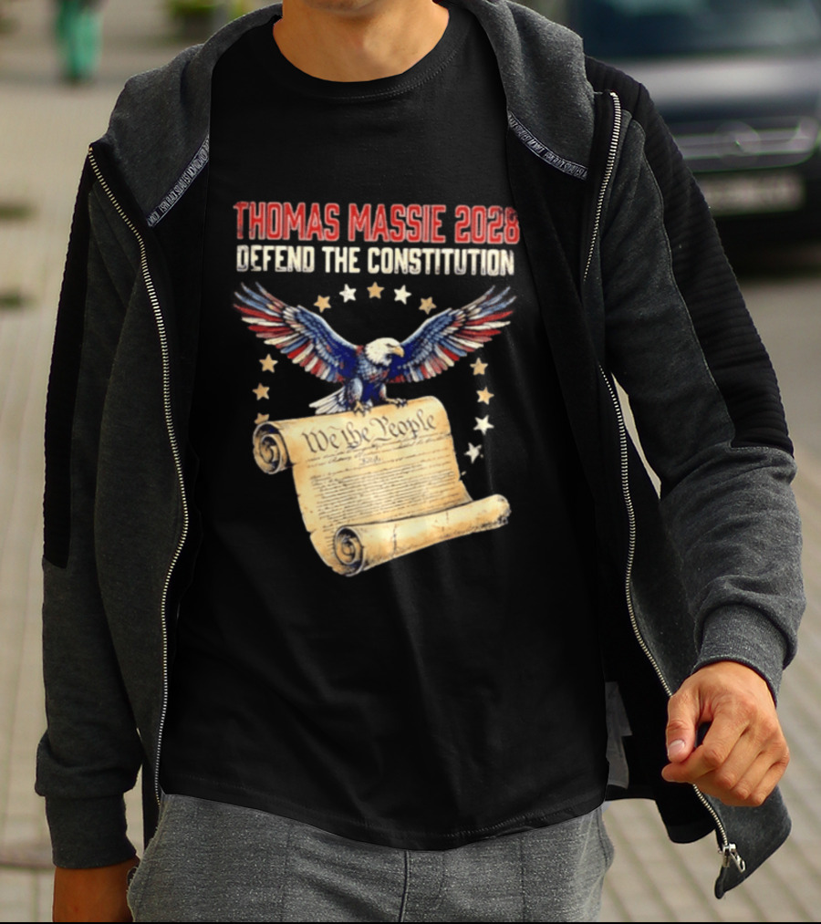 Thomas Massie 2028 Defend The Constitution We The People Bald Eagle Stars Patriotic Election Movement T-Shirt