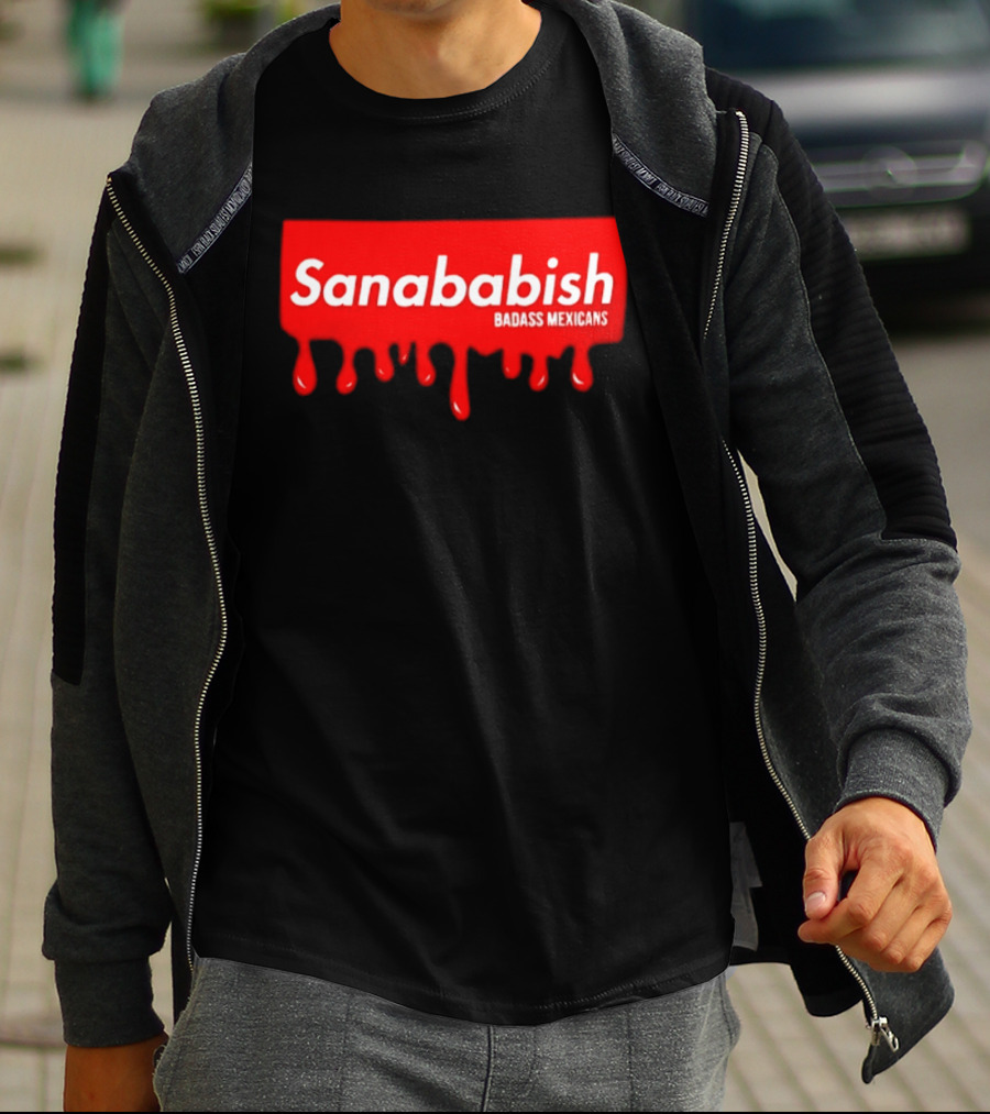 Sanababish Badass Mexicans Mexican Pride Dripping Red T-Shirt