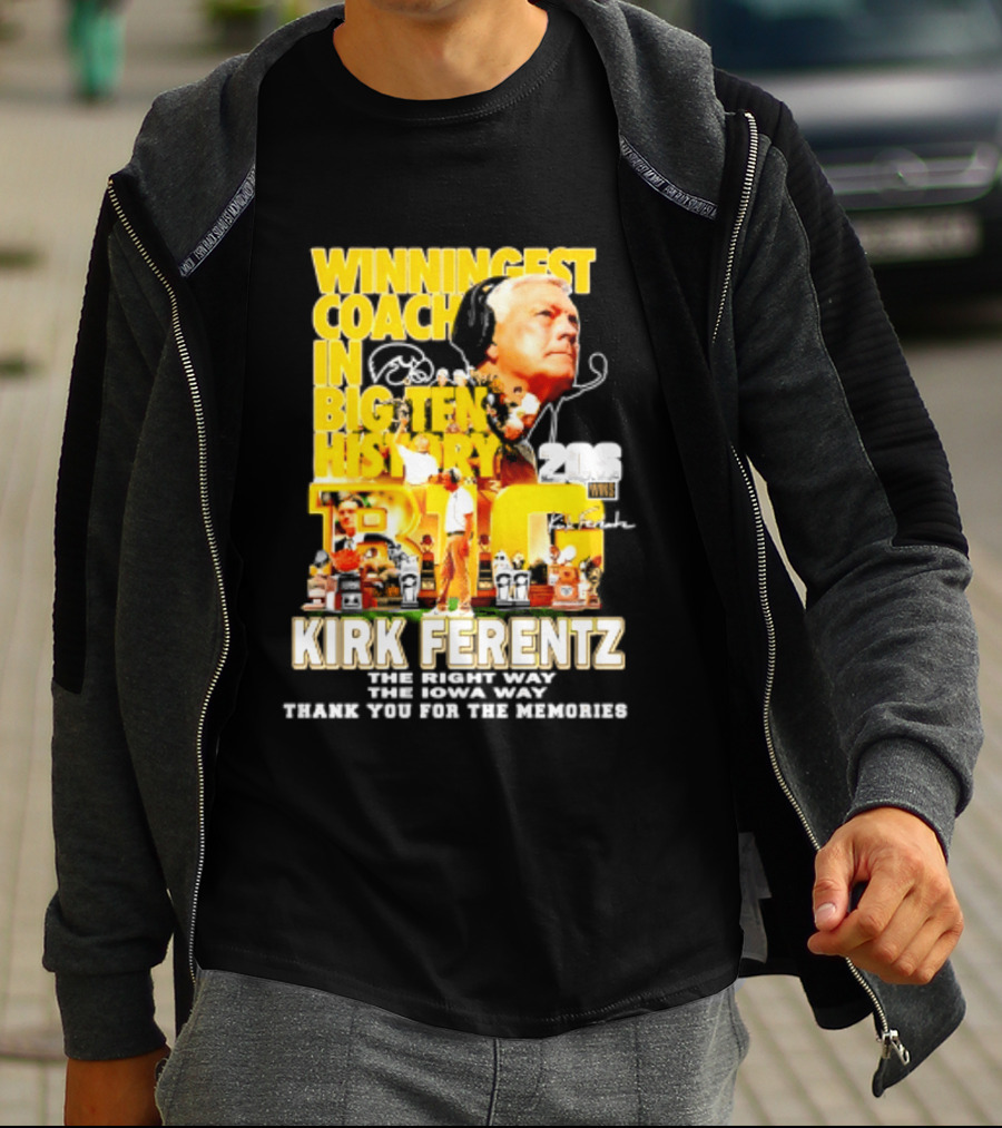 Kirk Ferentz Winningest Coach Big Ten History Iowa Hawkeyes Memories T-Shirt