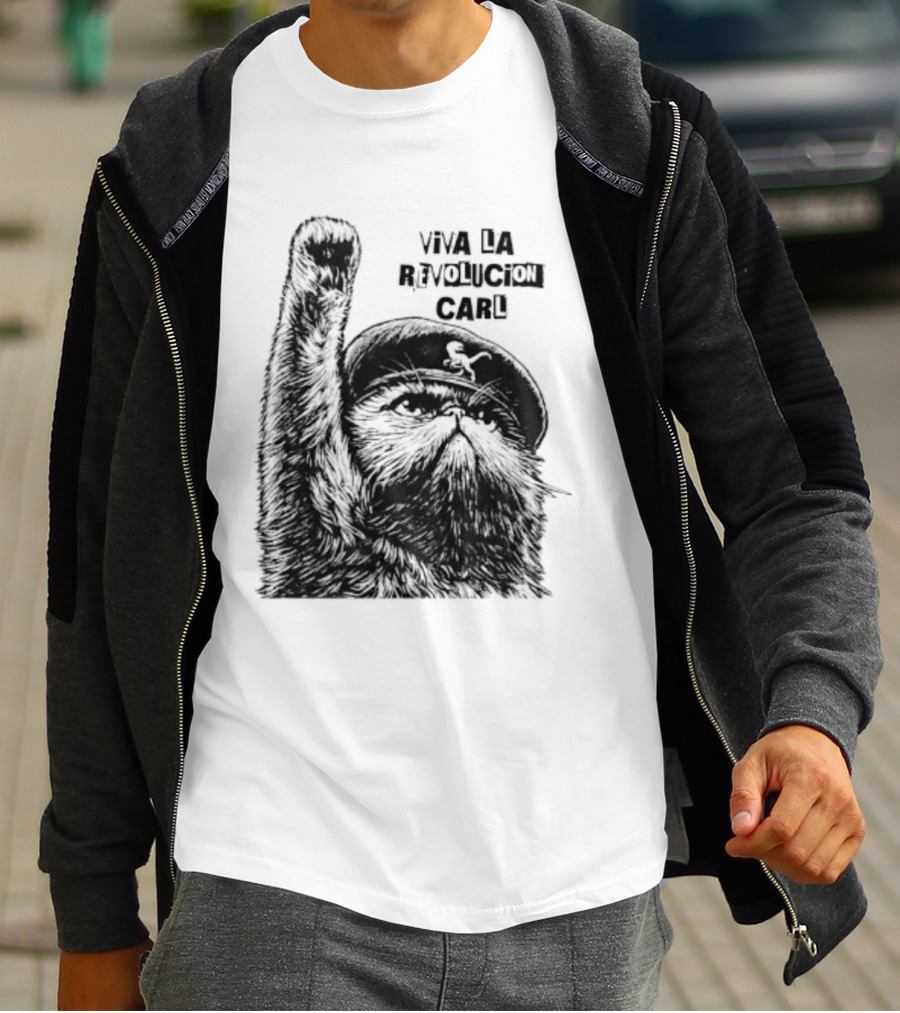 Viva La Revolución Carl Revolutionary Cat Uplifted Paw T-Shirt