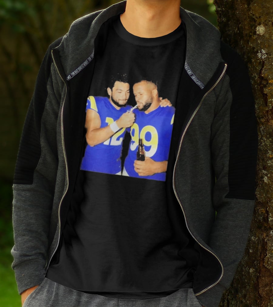 Los Angeles Rams Puka Nacua Aaron Donald Smoking Drinking NFL Football Team Players T-Shirt