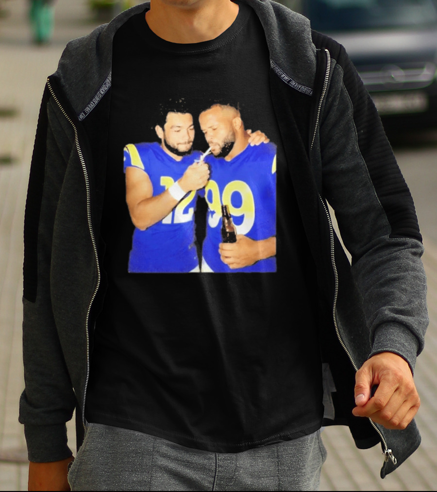 Los Angeles Rams Puka Nacua Aaron Donald Smoking Drinking NFL Football Team Players T-Shirt