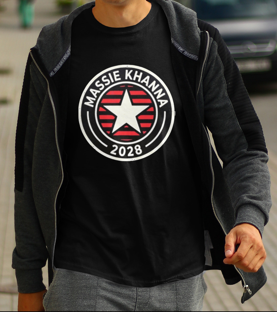 Massie Khanna 2028 White Star Red Stripes Circular T-Shirt